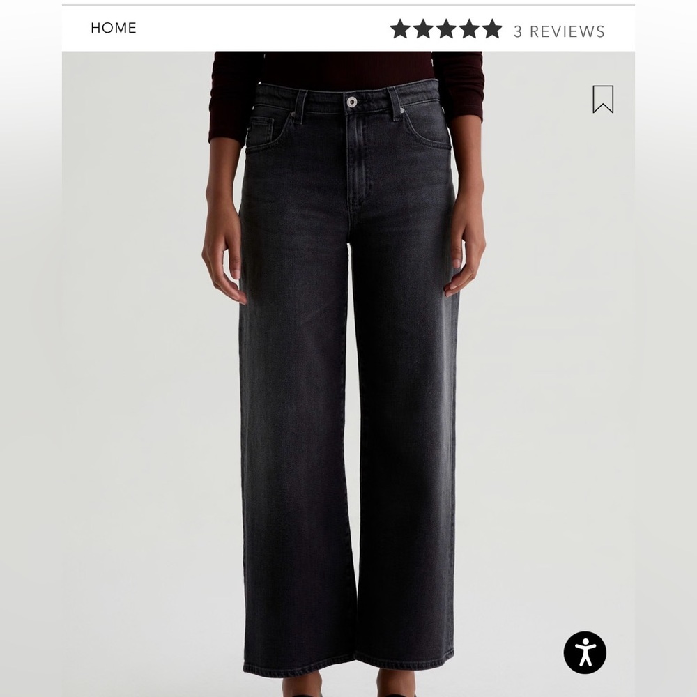 AG Saige Wide-Leg Cropped Jeans Mid-Rise Frayed